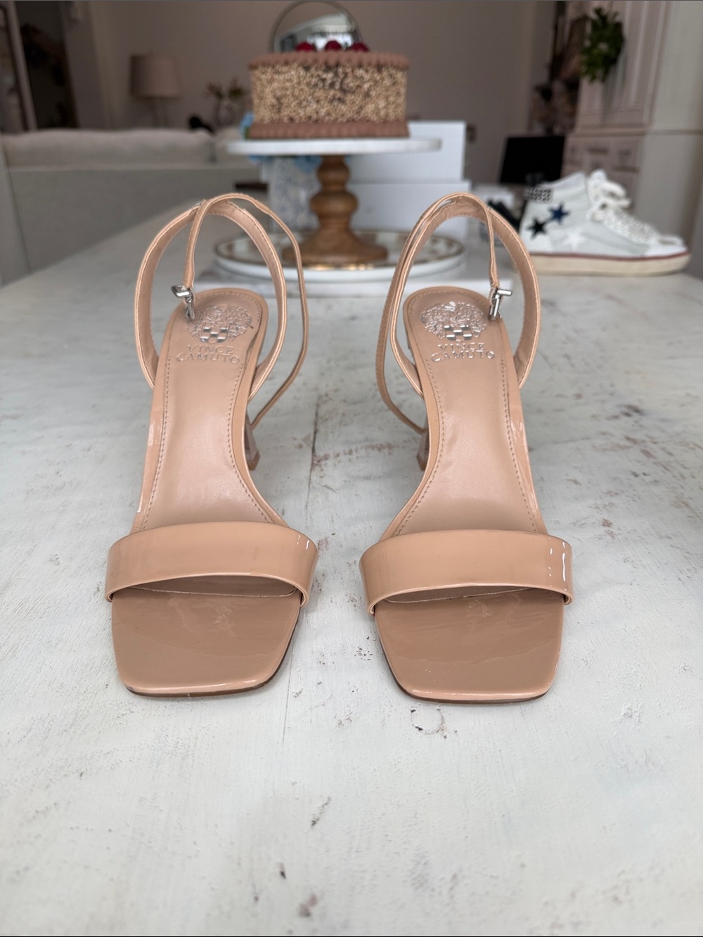 Vince Camuto Blush Patent Slingback Heels